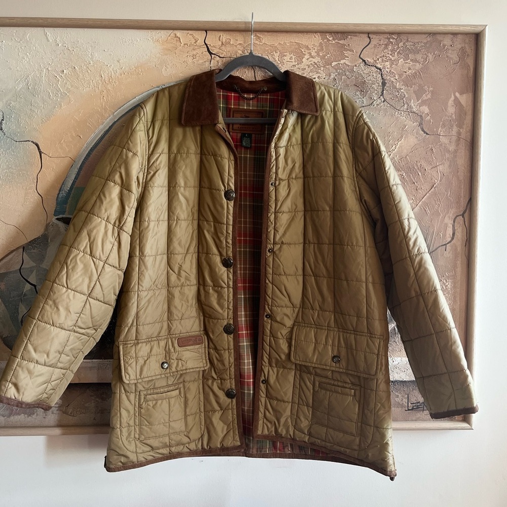 Lauren R.L Equestrian Quilted Nylon Leather Trimmed Jacket